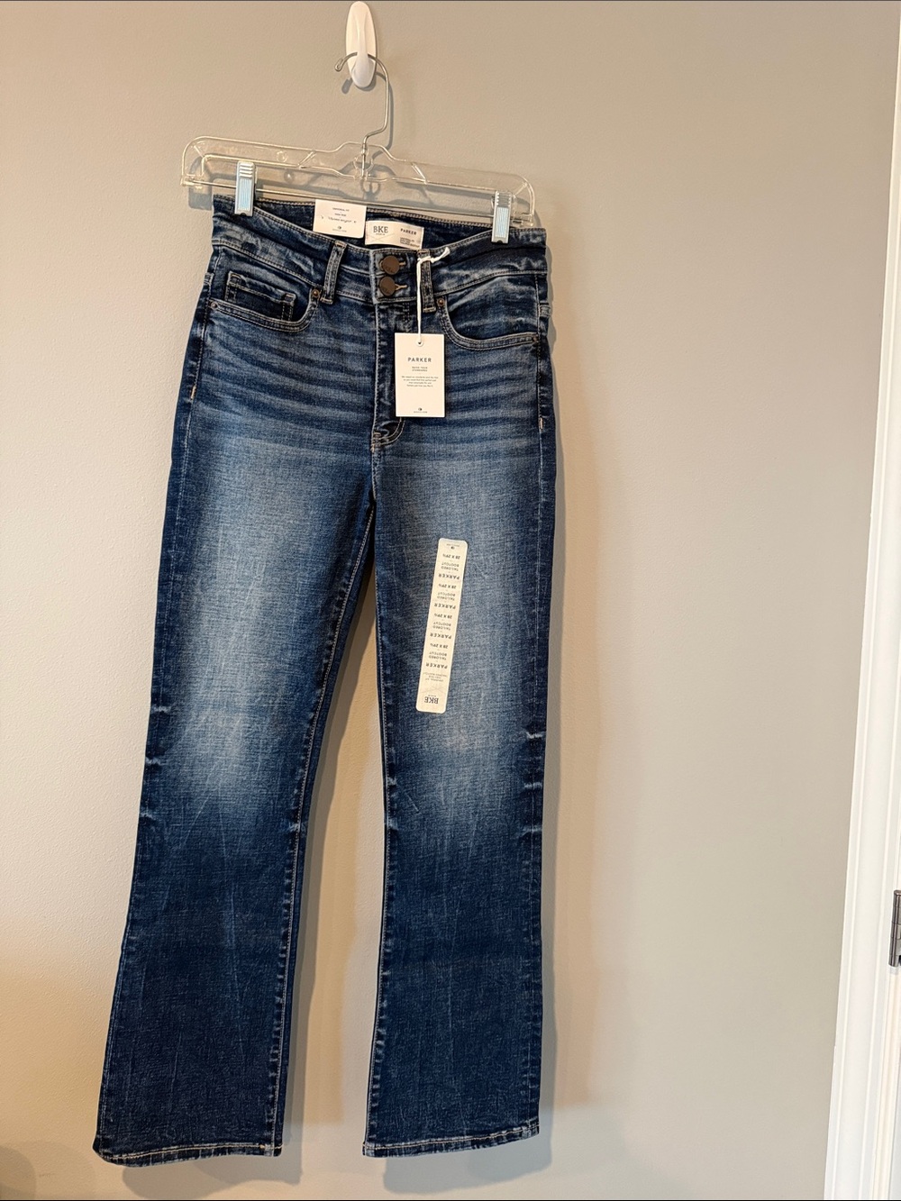 New-BKE Parker Dark Blue Distressed Denim Jeans